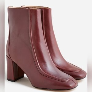 J. Crew Brown Ankle Boots with Chunky Heel